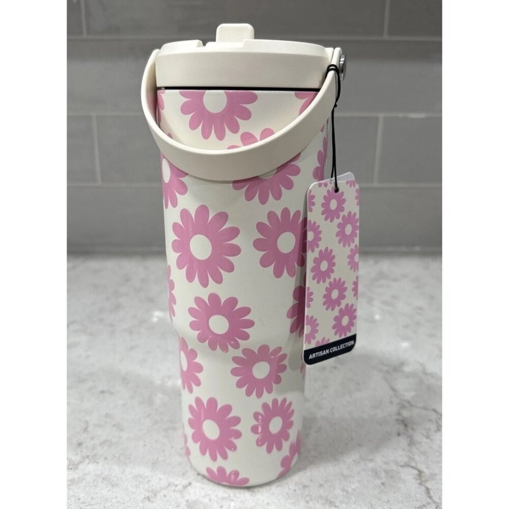 Hydrapeak BRIGHT PINK DAISIES water bottle Tumbler Stainless steel 32oz NEW - Picture 6 of 6